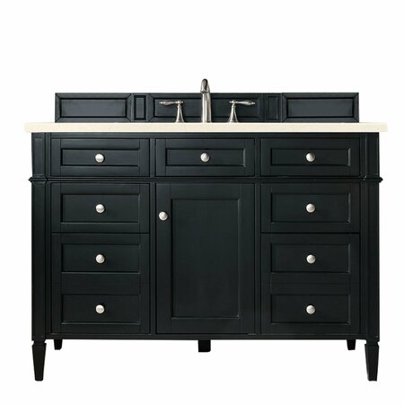 JAMES MARTIN VANITIES Brittany 48in Single Vanity, Black Onyx w/ 3 CM Eternal Marfil Quartz Top 650-V48-BKO-3EMR